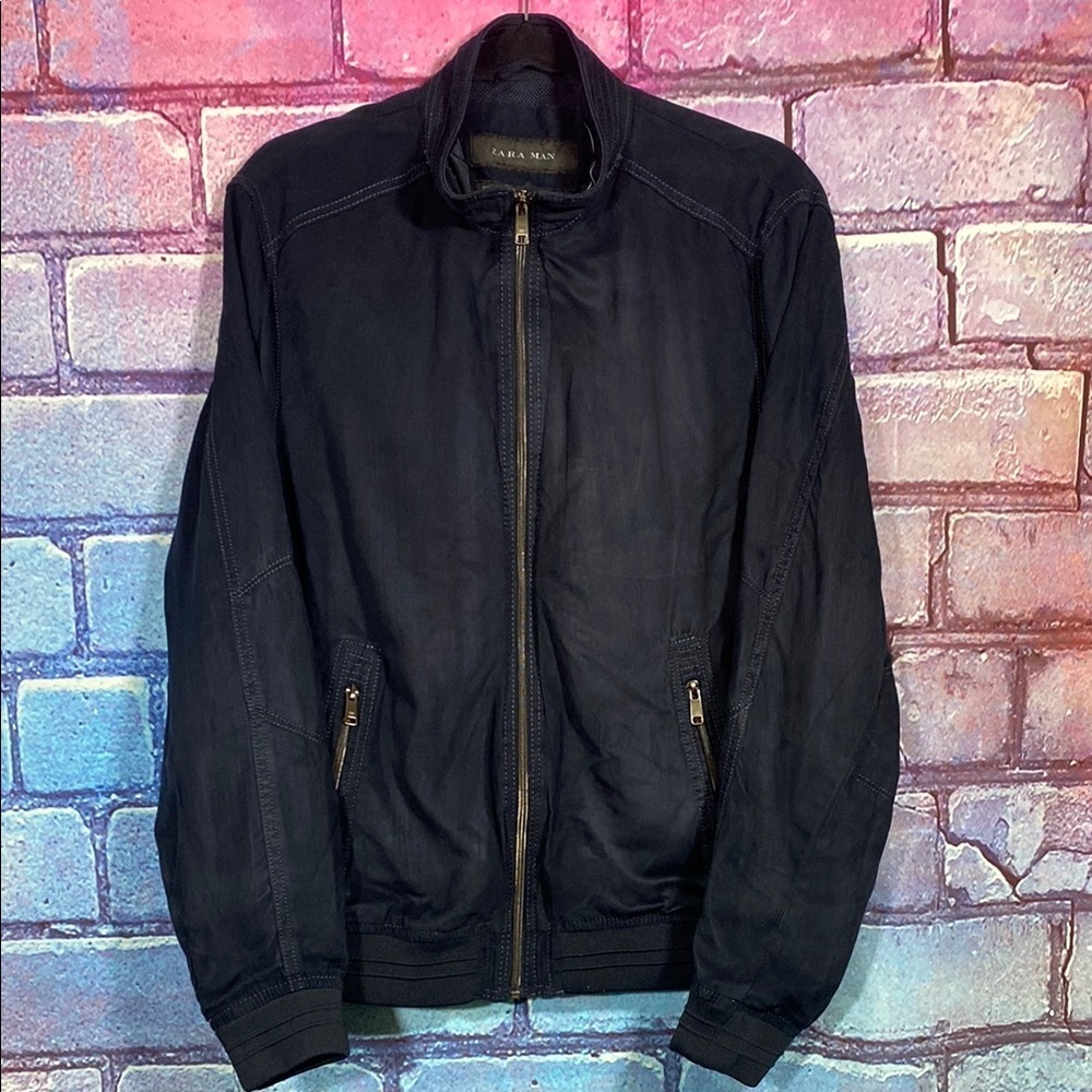 Zara Man Black Lightweight Shirt Jacket Versatile Casual Style Size Large